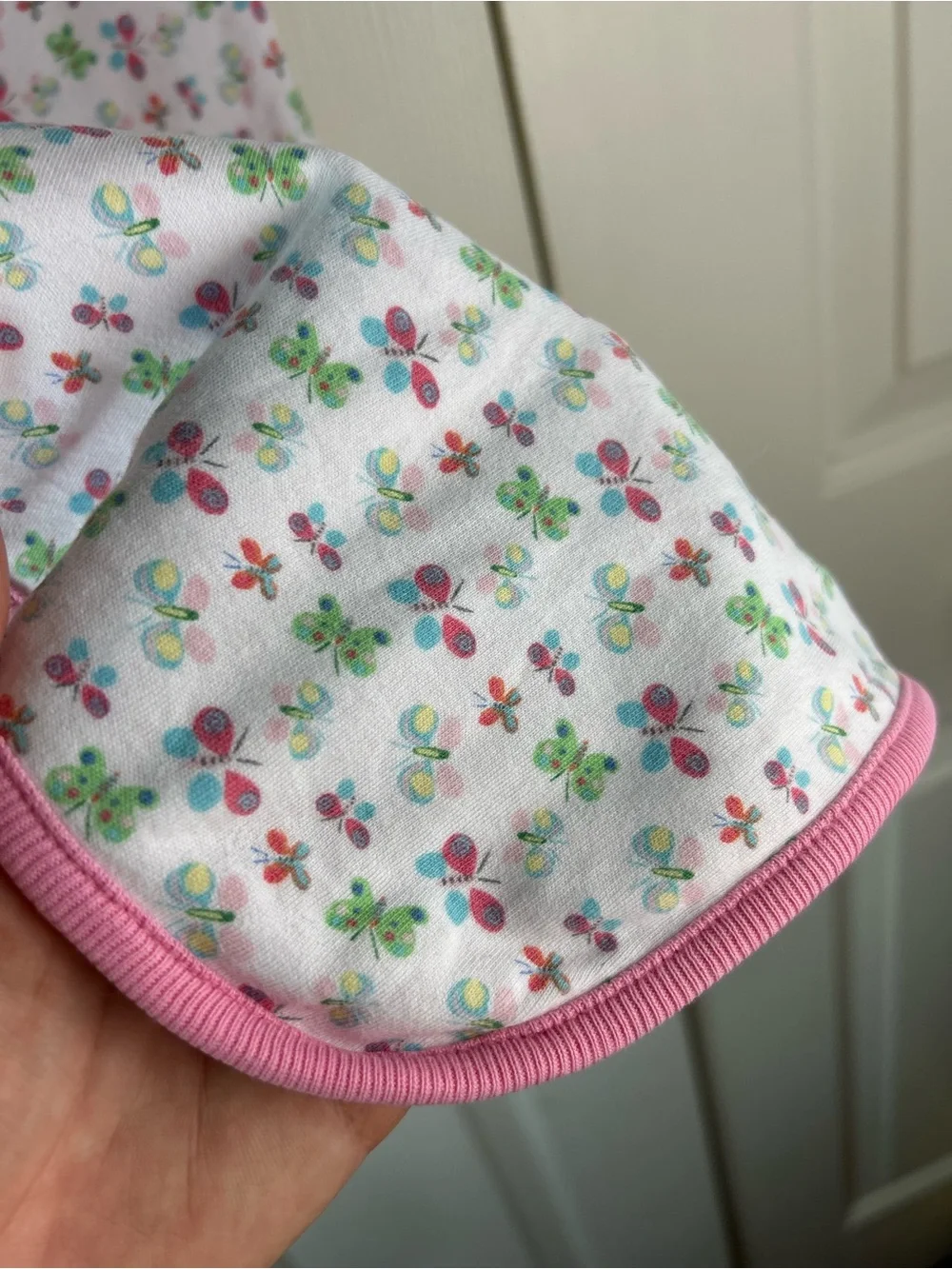 Baby Gap Pink Butterfly Baby Blanket Vintage Y2K 2002 Yellow Green White Blue